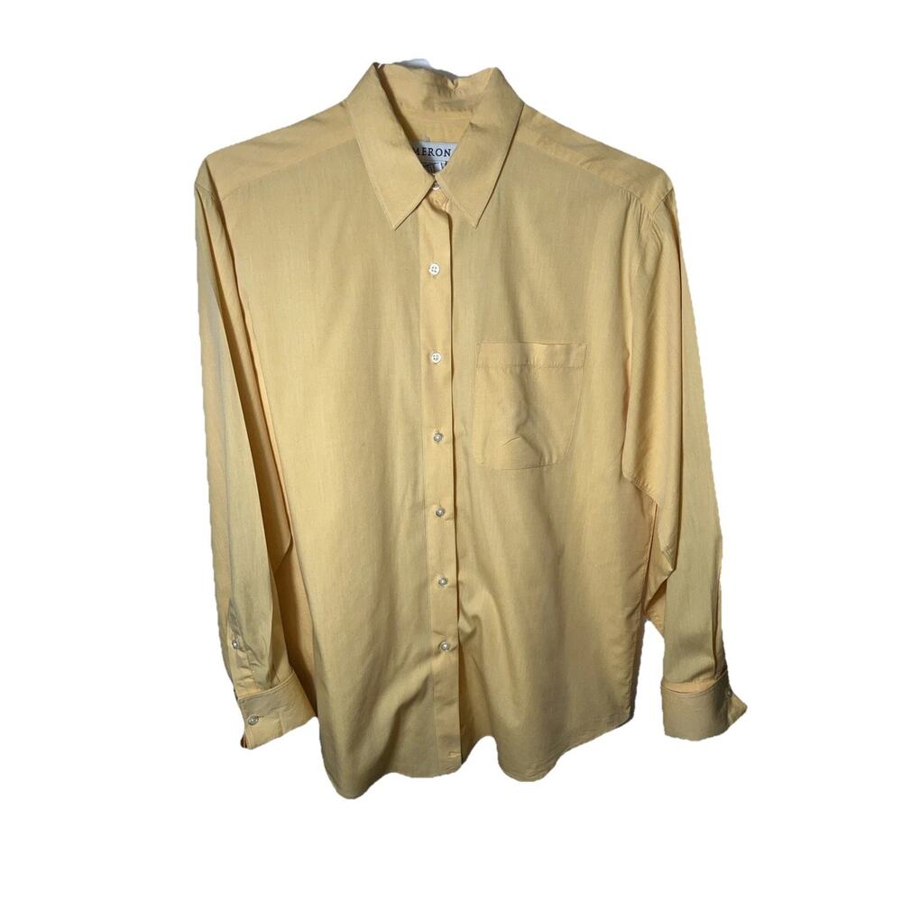 Merona Yellow Button-Up Shirt Men’s Medium 100% Cotton French Cuffs‎